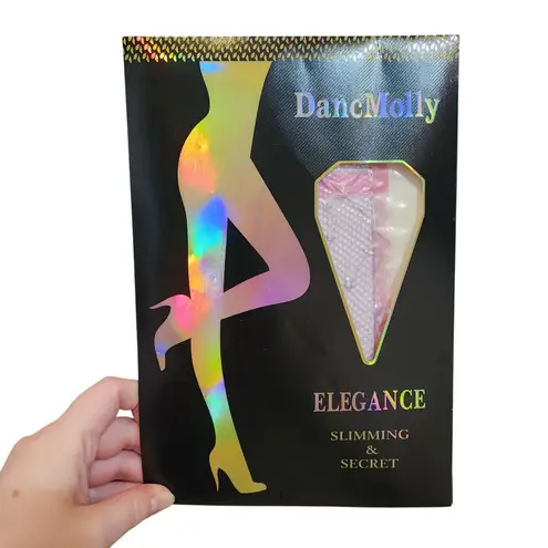 DancMolly Elegance Slimming & Secret Sexy Pink Sparkling Fishnet Stockings