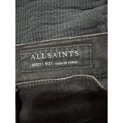 ALLSAINTS Women's Heidi Kick Flare Cropped Faded Black Raw Hem Jean in size 27