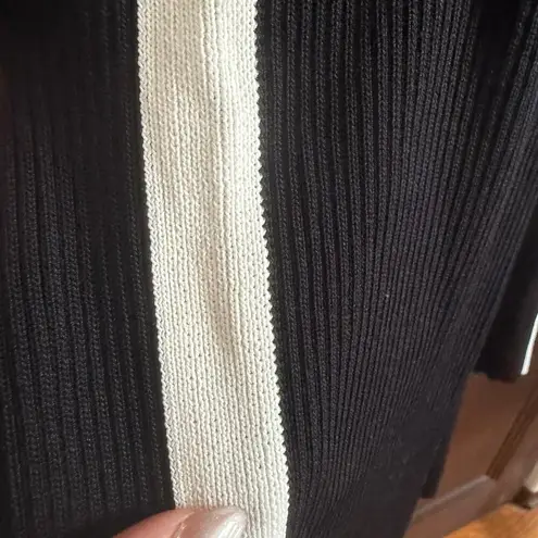 HOUSE of HARLOW 1960 | Black Rib Knit Flare Pants with White Stripe | Small