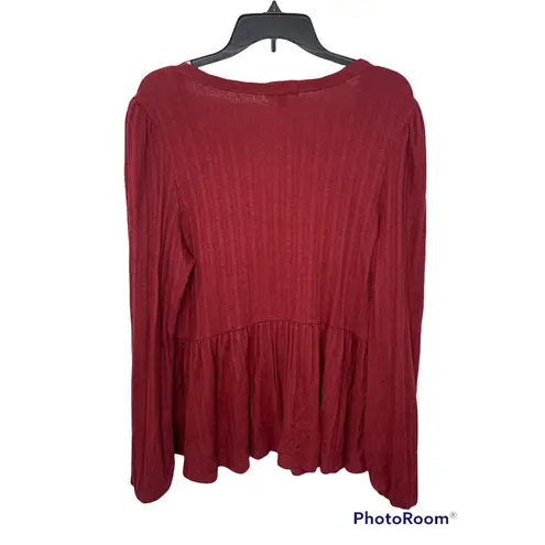 Curvy Sense maroon Ribbed V
