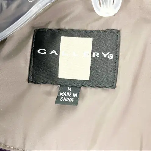 Gallery Brown Quilted Puffer Faux Fur Zip Hoodie Zipper Lined Coat, Size. Medium