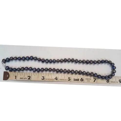 Peacock Pearl Necklace With Sterling Silver Clasp Purple