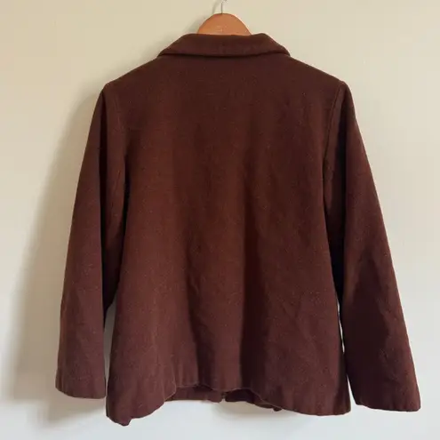 Eileen Fisher  100% Wool Coat Size Medium Women’s Brown Full Zip - Image 4
