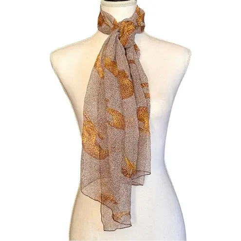 Vintage 70’s Sheer Cheetah Print Scarf Orange