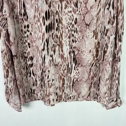 T Tahari NWT  Snakeskin Print Long Sleeve Semi-Sheer Buttondown Top Size Small S