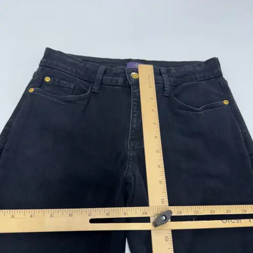 NYDJ Jeans Womens Size 6 Black Legging Jeans Quilted Zipper Ankle Moto Stretch