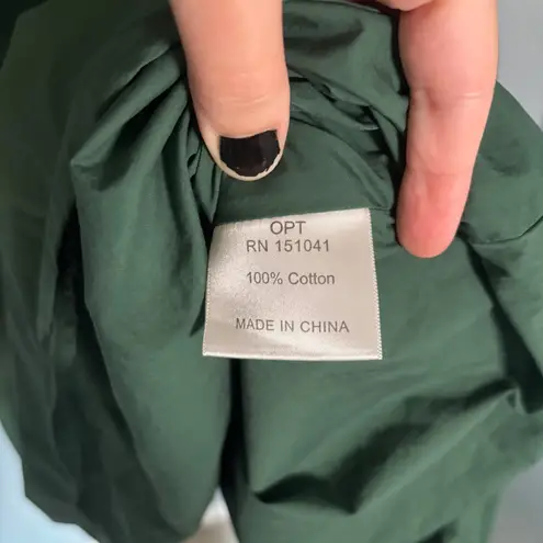 OPT Womens Green Midi Dress Puff Sleeve Square Neck Party Cocktail Medium