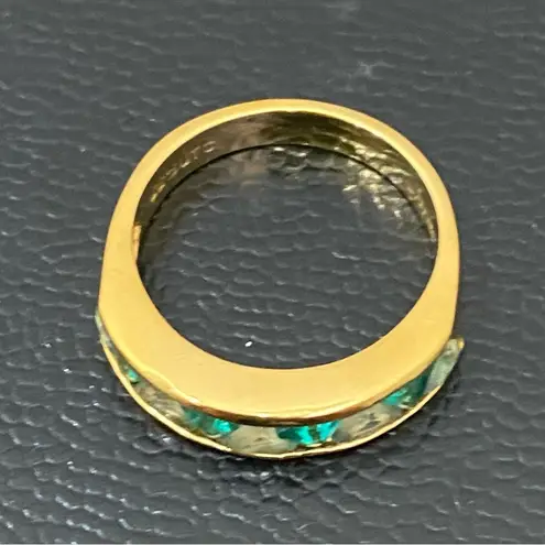 SUZANNE SOMERS 925 Gold Emerald Green Trilliant CZ Cubic Zirconia Ring Size 8