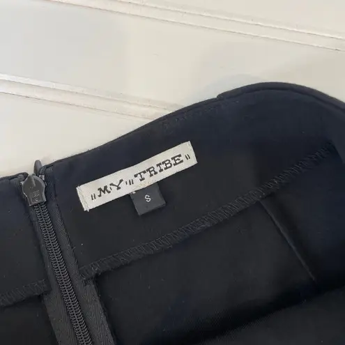 My Tribe Womens Black Stones Tie Back Blouse & Pencil Skirt Size S