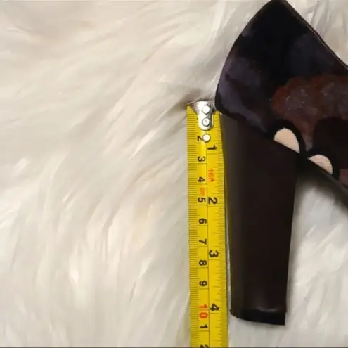 KENZO Women's Suede Floral Print Vintage Boho Brown Heels 37 Red Size 6