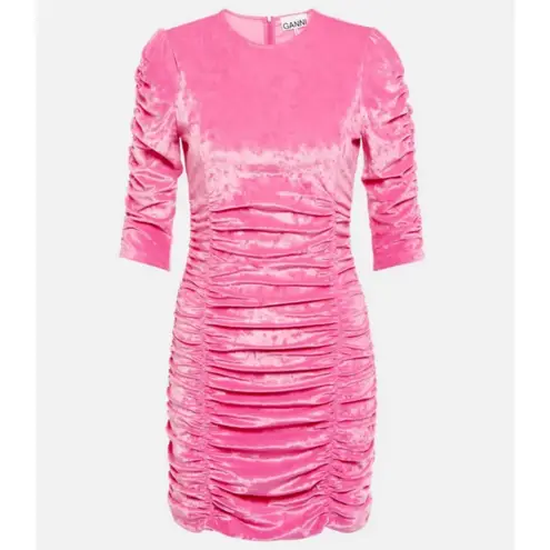 Ganni ππ Velvet O-neck Dress ~ Shocking Pink 10-12 US 42 EU NWT