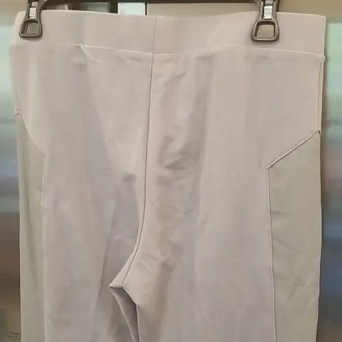 💕PEONY💕 Gray Hig Rise Leggings Faux Leather Panels L NWT Size L