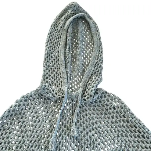 INC International Concepts Women's Blue Seashell Open Stitch Hoodie Sweater XL