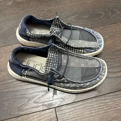 Hey Dude Women’s 5 Wendy Patch Blue White Slip on Shoes Sneakers