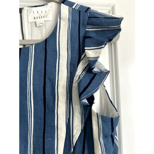 Lost + Wander Blue Striped Top, Fully Lined, Size Large