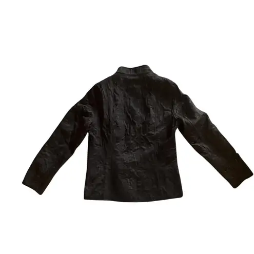 Womens Black Open Blazer Jacket Lace Peplum Reversible Elegant Chic Size S/M