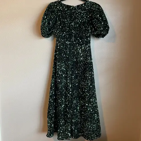 Ivy City Co Vivian Dress Green Christmas Holiday Sequins Party Size XS