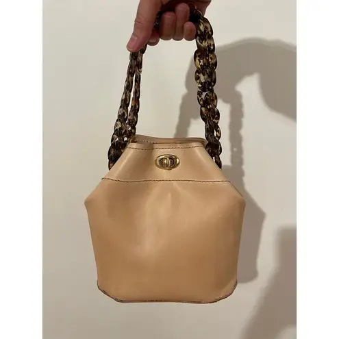 Handmade Tan Leather Bucket Bag | Shoulder or Crossbody with Acrylic Chain Strap