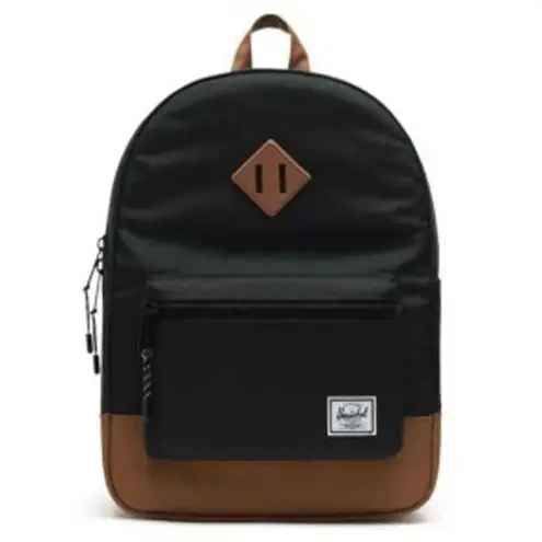 Herschel Supply Company HERSCHEL Heritage Youth Backpack in Black / Saddle Brown, New with Tag MSRP $80
