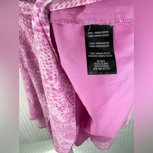 Tahari Arthur Levine Pink Snakeskin Print Ruffle Wrap V-Neck Mini Dress Size 10