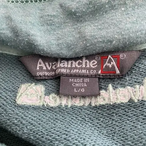 Avalanche Sweatshirt Green 1/4 Snap Pockets Cotton Camp Hike Size Large Womens