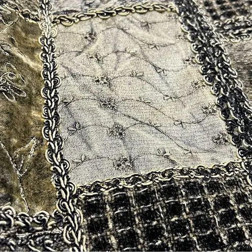 Flashback Velour Patchwork Blazer Jacket Size Small Brown