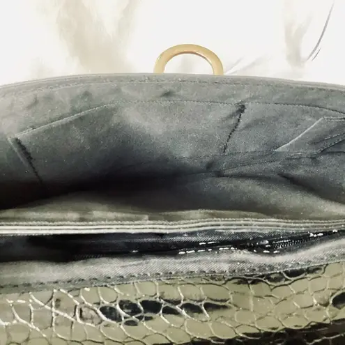 Faux Crock Leather Clutch Gold