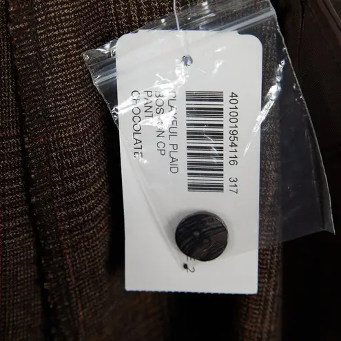 Chico's  Playful Plaid Boston Crop Pants in Chocolate Brown Women's Size 2 NWT