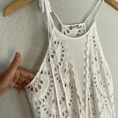 Free People Intimately  White Eyelet Lace Halter Top Swing Festival Sheer Boho