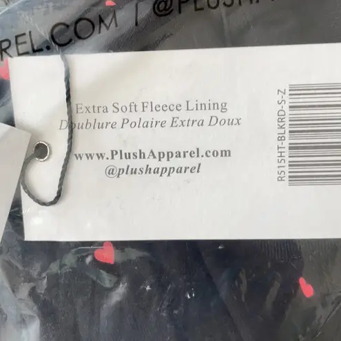 NWT Plush Apparel Black/Pink Heart Robe & Scrunchie Set Size Small Black