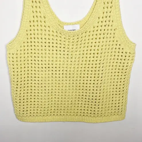 Nanushka Tula cotton linen crochet knit tank top in acid yellow color size S
