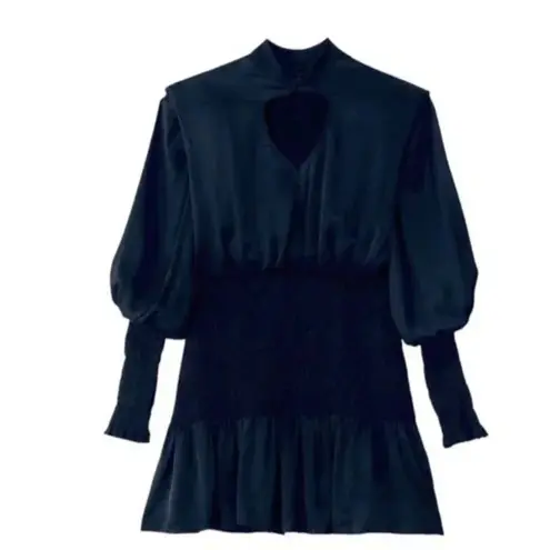 Farm Rio Black Heart Neckline Smocked Detail Mini Dress Size S NWT