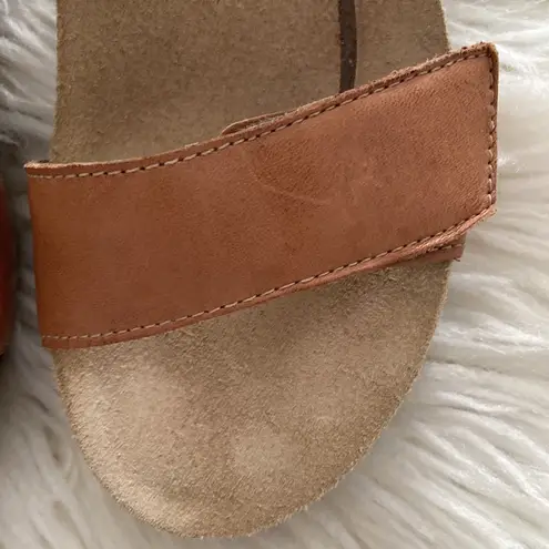 ABEO BIO SYSTEM Tan Leather Sandals with Cork Wedge size 6N BNWOT