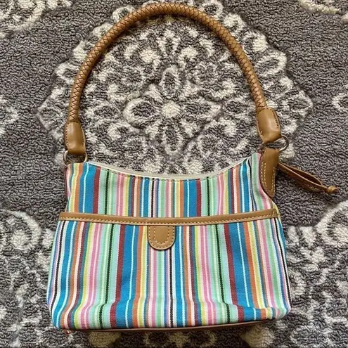 Rainbow striped mini purse Pink