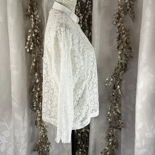 Tudor Court Women’s PM White Sheer Lace Blazer Jacket Coquette Cotfage Coastal Size undefined