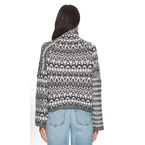 Steve Madden  Indie Fair Isle Turtleneck Sweater Charcoal Grey Size M thumbnail 2