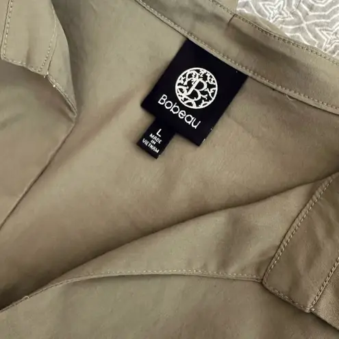 Bobeau Shift Midi Dress Olive Green Pullover Bell Sleeves Cotton Size L