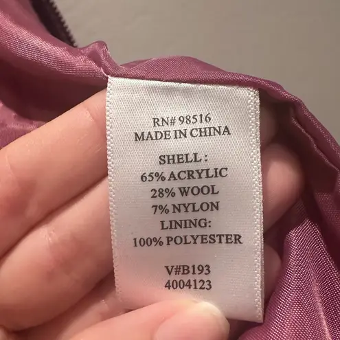 Coldwater Creek Purple Houndstooth Zip Up Vest Size 8 Wool Blend