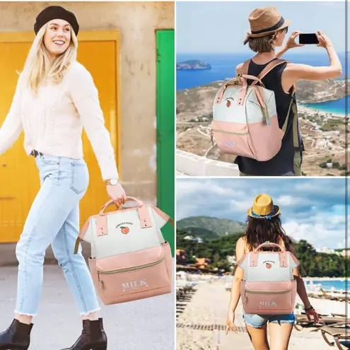 Backpack Laptop Peach Milk 15.6 Inch Women Men Water Resistant Bag Computer SR5