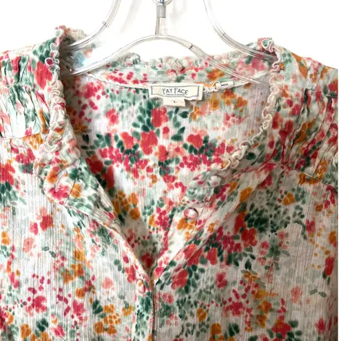 Fat Face Evelyn Fleur Meadow Blouse Ivory Multi Floral Cottagecore Large EUC