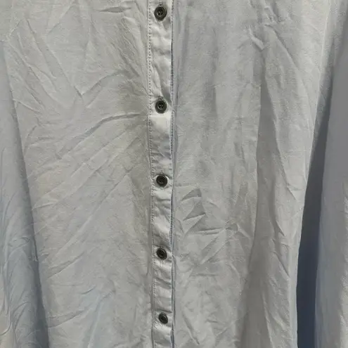 Blue Short Sleeve Boxy Blouse with Peter Pan Collar Size 1X