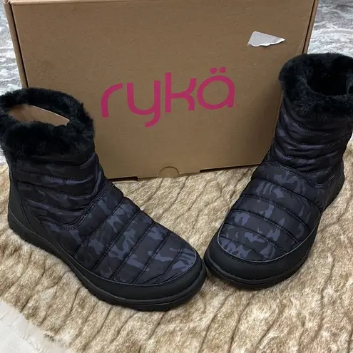 Ryka  Suzy Black Camo Water Repellent Boots 8