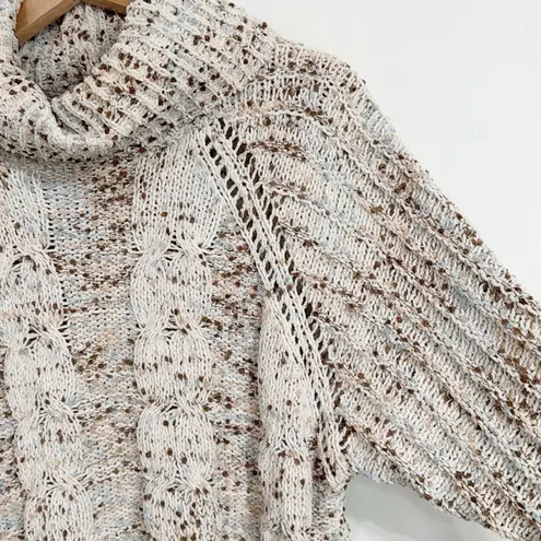 Moon & madison Women’s Confetti Cream Cowlneck Chenille Cable Knit Sweater XS