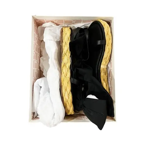 Ulla Johnson NWT Clara Bow Black Leather Espadrille Sandals Sz 39