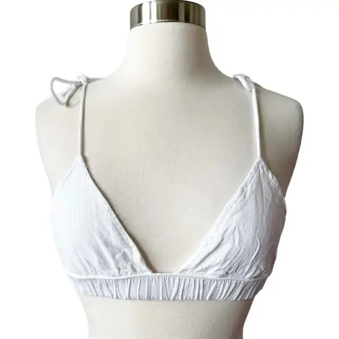 437 White Tie Shoulder Bikini Top