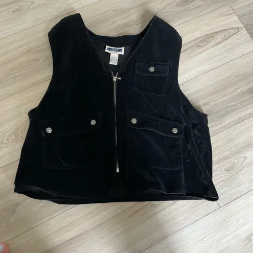 Bryn Connelly Vintage Black Zip Corduroy Vest Casual Size XL Black