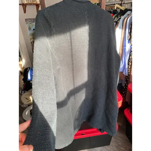 Bryn Walker Oversized Chunky Dark Navy Midi Coat XL Artsy Hygge Cozy Jacket Soft