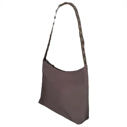 Salvatore Ferragamo Shoulder Bag Purse Nylon Chain Brown EUC