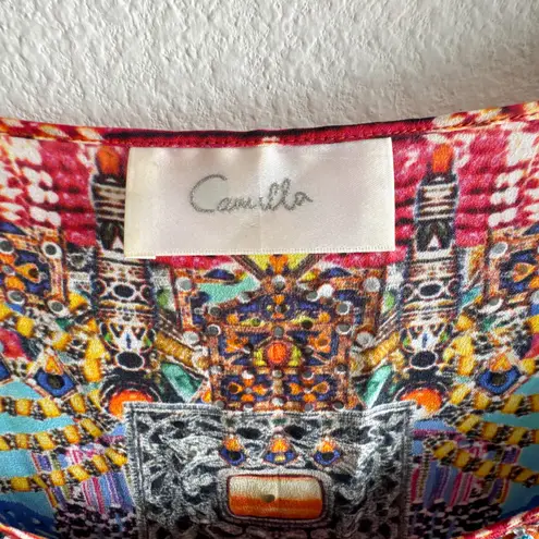 Camilla Silk Freedom Of Play Short Kaftan Multicolor Embellished