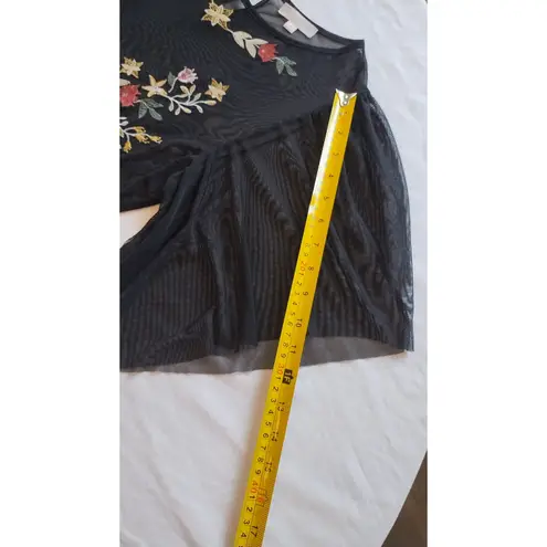 Coco + Jaimeson Women Sz M Black Mesh Dress Tunic Boho Embroidered UNLINED Size M